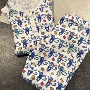 Roller Rabbit NYC Blue and White Monkey Print Kids Pajama Set